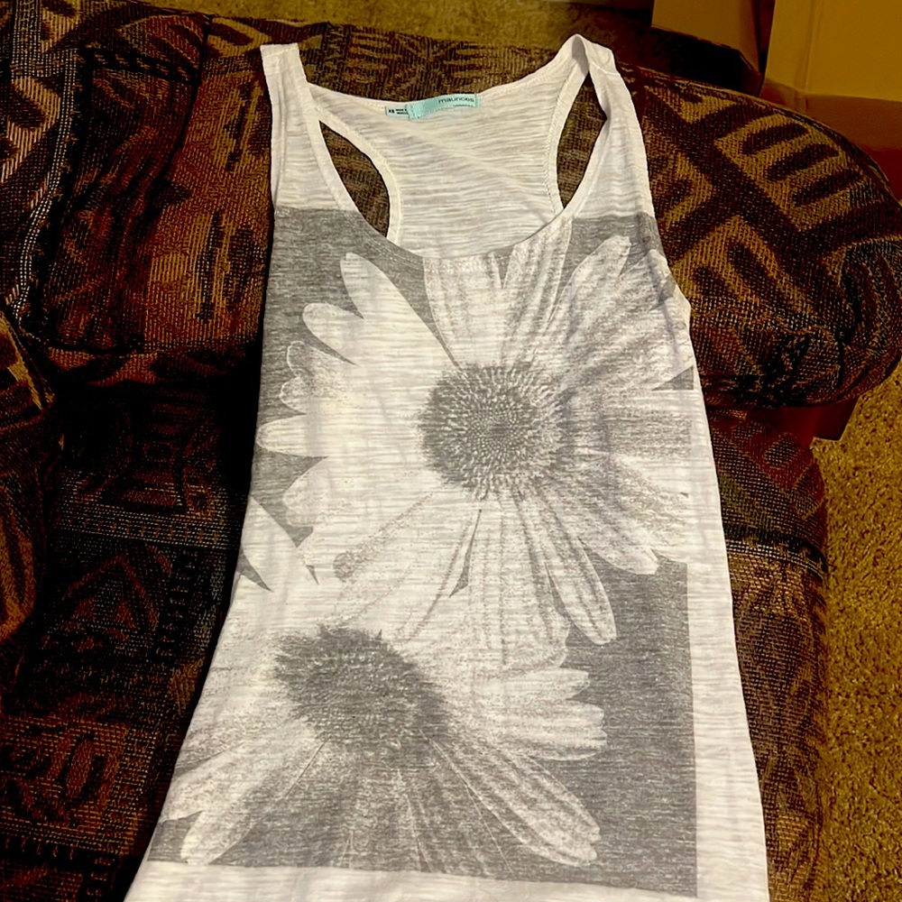 White and Grey sunflower tank top